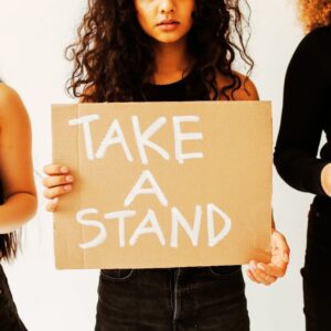 Woman advocating for taking a stand